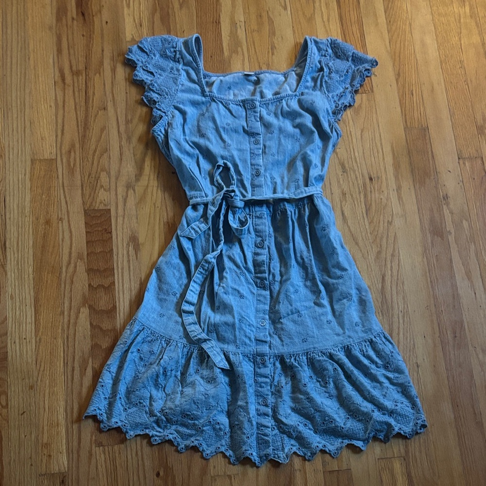 Old Navy Light Blue Eyelet Midi Dress